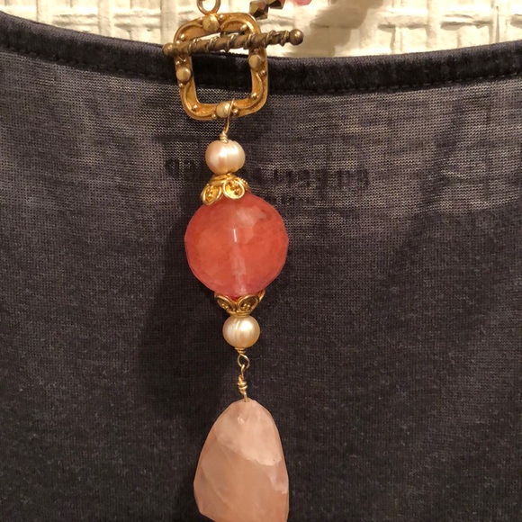 Pink Crystal/Rose Quartz Statement Necklace - Picture 5 of 12